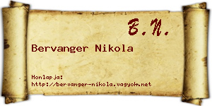 Bervanger Nikola névjegykártya
